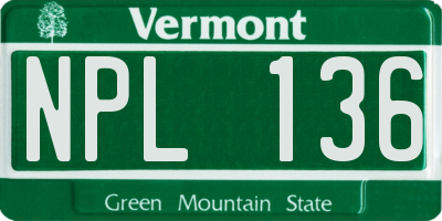 VT license plate NPL136