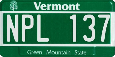 VT license plate NPL137