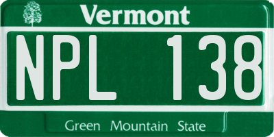 VT license plate NPL138