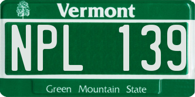VT license plate NPL139