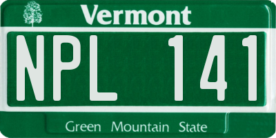 VT license plate NPL141
