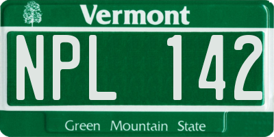 VT license plate NPL142