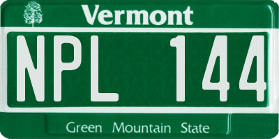 VT license plate NPL144