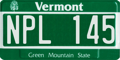 VT license plate NPL145