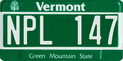 VT license plate NPL147