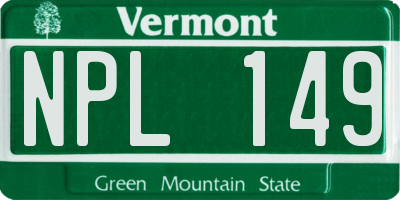 VT license plate NPL149