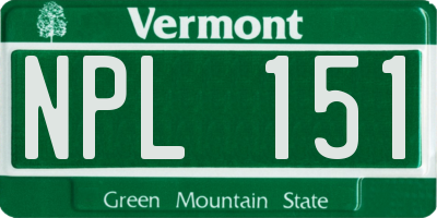 VT license plate NPL151