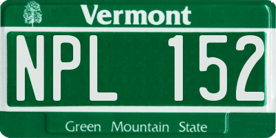 VT license plate NPL152