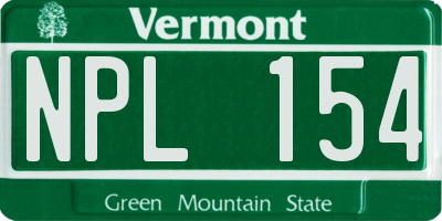 VT license plate NPL154