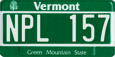 VT license plate NPL157