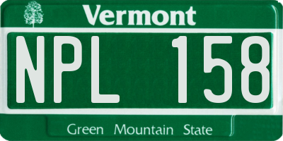 VT license plate NPL158