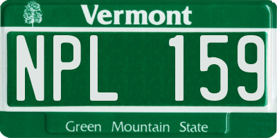 VT license plate NPL159