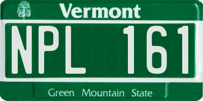 VT license plate NPL161