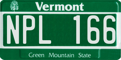 VT license plate NPL166