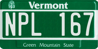 VT license plate NPL167