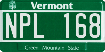 VT license plate NPL168