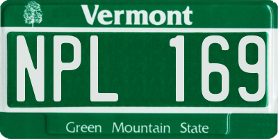 VT license plate NPL169