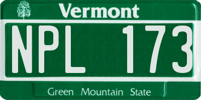 VT license plate NPL173