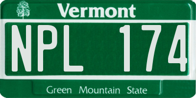 VT license plate NPL174