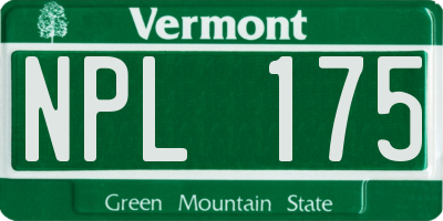 VT license plate NPL175