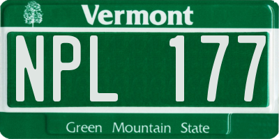 VT license plate NPL177