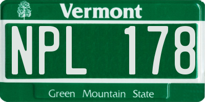 VT license plate NPL178