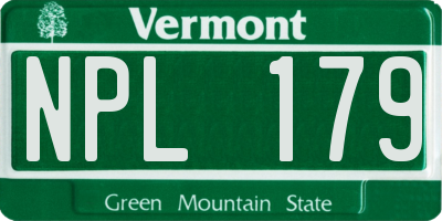 VT license plate NPL179