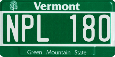 VT license plate NPL180