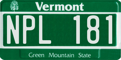 VT license plate NPL181