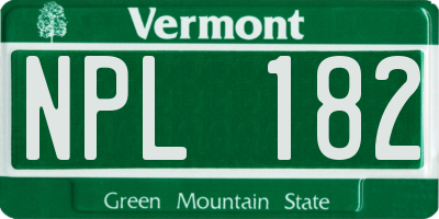 VT license plate NPL182