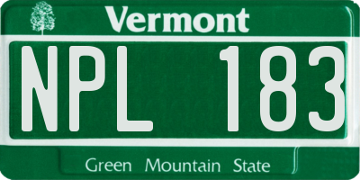 VT license plate NPL183