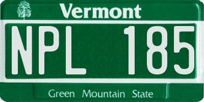 VT license plate NPL185