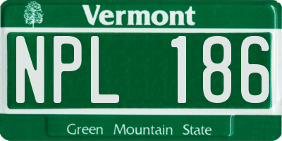 VT license plate NPL186