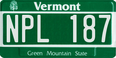 VT license plate NPL187