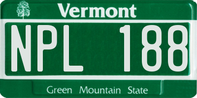 VT license plate NPL188