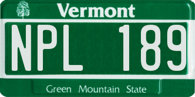 VT license plate NPL189