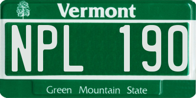 VT license plate NPL190