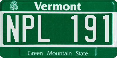 VT license plate NPL191