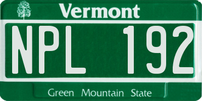 VT license plate NPL192