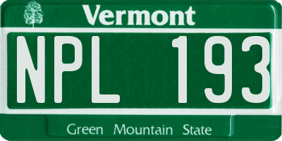 VT license plate NPL193