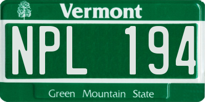 VT license plate NPL194