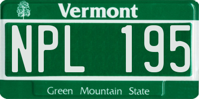 VT license plate NPL195