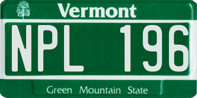 VT license plate NPL196