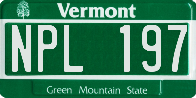 VT license plate NPL197