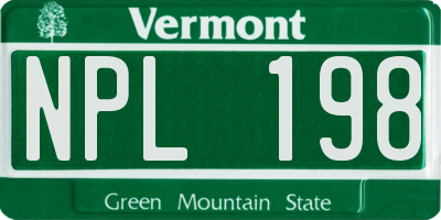 VT license plate NPL198