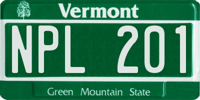 VT license plate NPL201