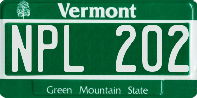 VT license plate NPL202
