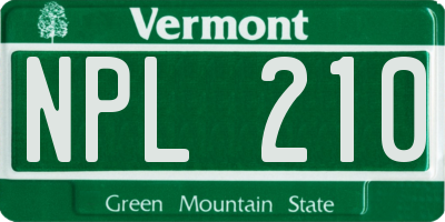 VT license plate NPL210