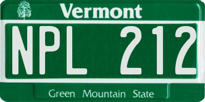 VT license plate NPL212