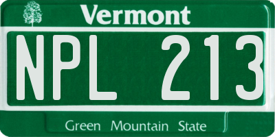 VT license plate NPL213
